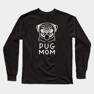 Pug Mom - Lineart Drawing for black Long Sleeve T-Shirt